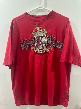 Rare Vintage Karl Kani Y2K Embroidered "King of the Streets" Red T-shirt